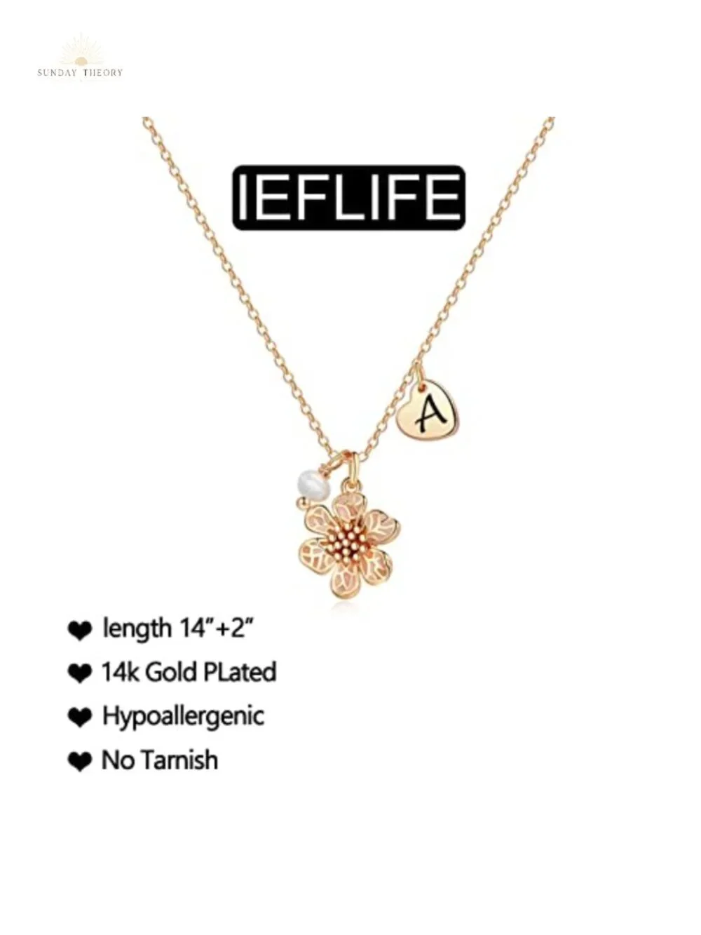 14K Gold Plated Initial Necklace Flower Girl Gift with Card